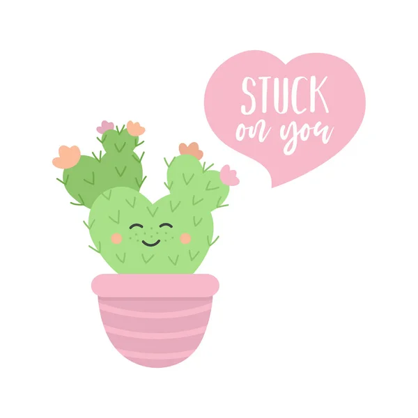 Atascado Usted Ilustración Vector Cactus Linda Planta Cactus Maceta Con — Vector de stock