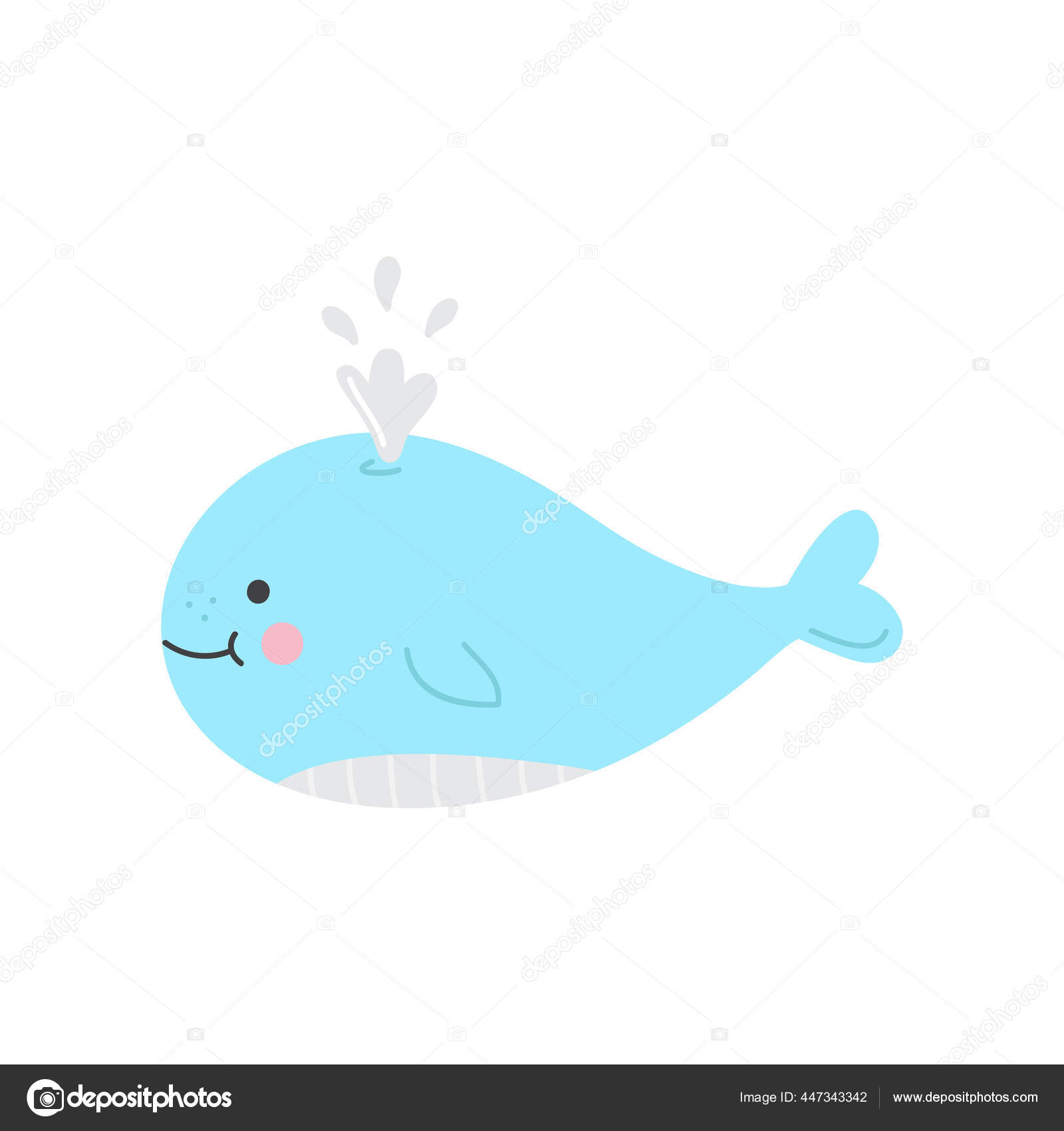 Whale Cute Vector Illustration Baby Blue Whale Cartoon Design Drawing Stock  Vector Image by ©@ #447343342