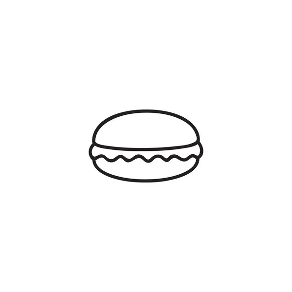 Macaron Vektorillustration Niedliche Einfache Macaron Dessert Handgezeichnetes Symbol Schwarze Umrisse — Stockvektor