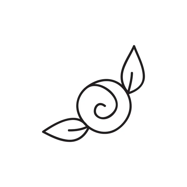 Gül vektör çizimi. Yaprakları el çizimi simgesi olan sevimli, basit bir gül çiçeği, siyah çizgili. İzole edilmiş.