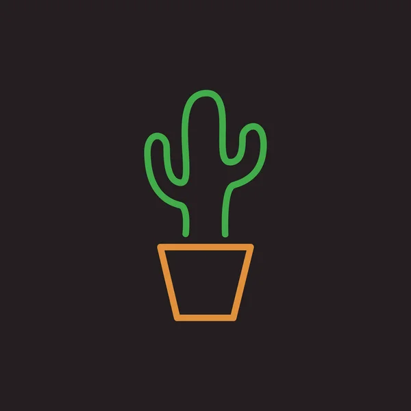 Ilustración Del Vector Cactus Cactus Verdes Simples Icono Olla Marrón — Vector de stock