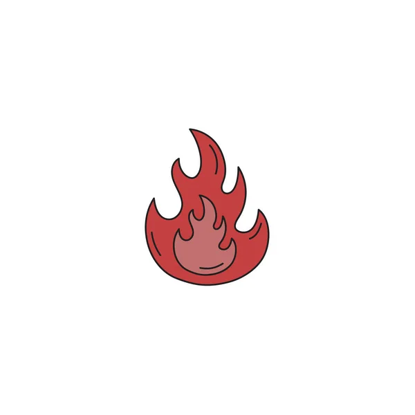 Ilustración Del Vector Fuego Ardiente Llama Simple Dibujada Mano Aislado — Vector de stock