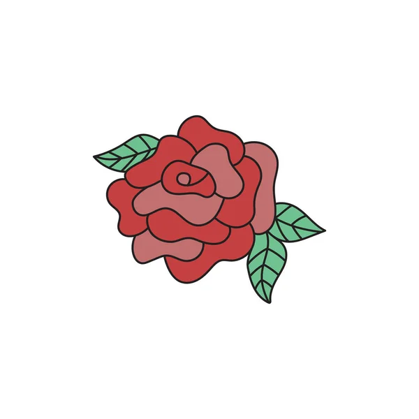 Ilustração Vetor Flor Rosa Mão Retro Desenhado Clássico Flor Rosa — Vetor de Stock
