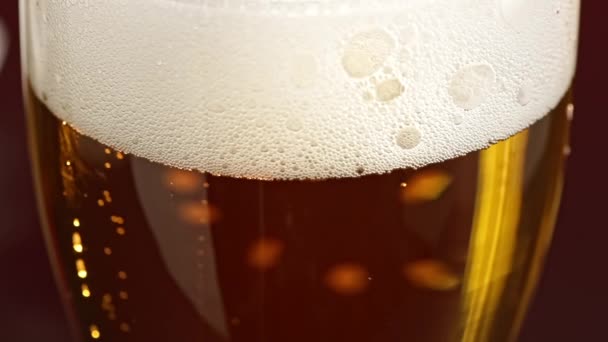 Slow motion bellen stijgen op in een bierglas — Stockvideo