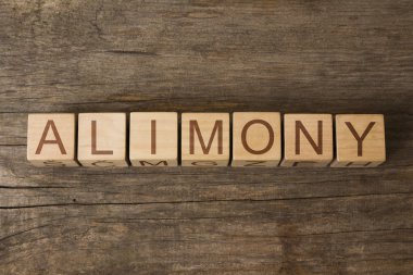 the word of ALIMONY on wooden cubes clipart