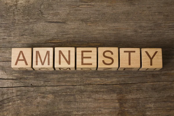 The word of AMNESTY on a wooden cubes — Stock Photo, Image