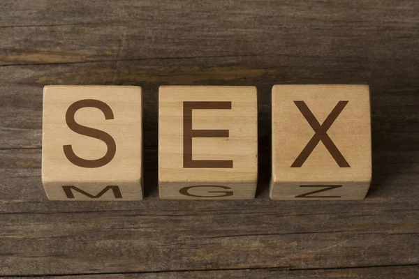 SEX word written on wooden cubes — Stock Photo, Image