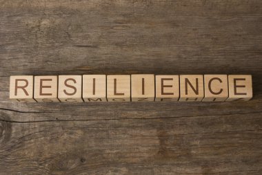 RESILIENCE word on wooden cubes clipart