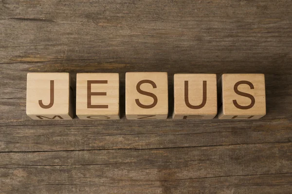 JESUS word on wooden cubes — Stock Photo, Image
