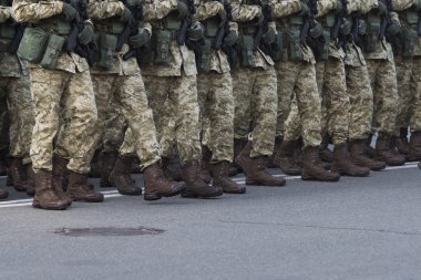Military men in parade clipart