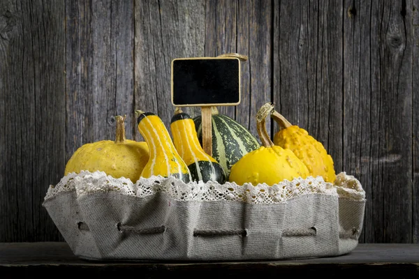 Pompoenen op een houten ondergrond — Stockfoto