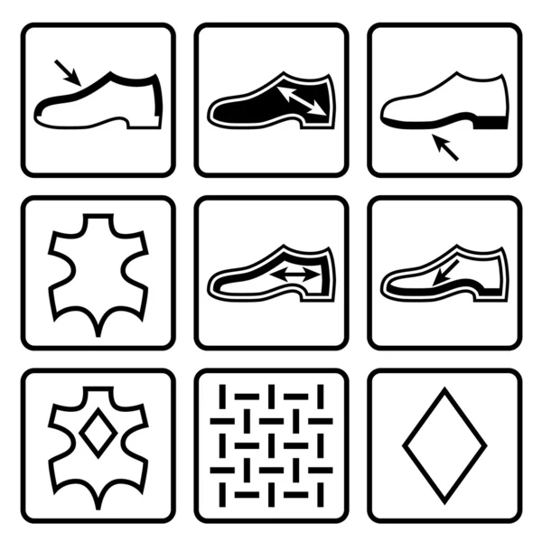 Schuhe Eigenschaften Symbole — Stockvektor