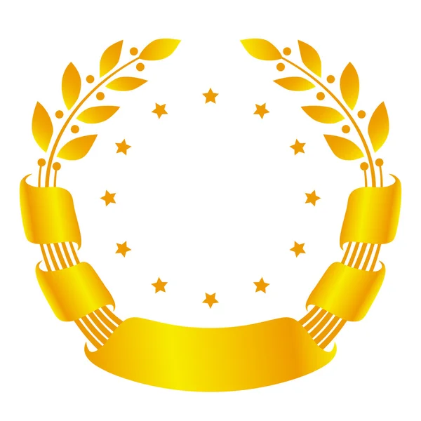 Corona de laurel con cinta y estrellas — Vector de stock