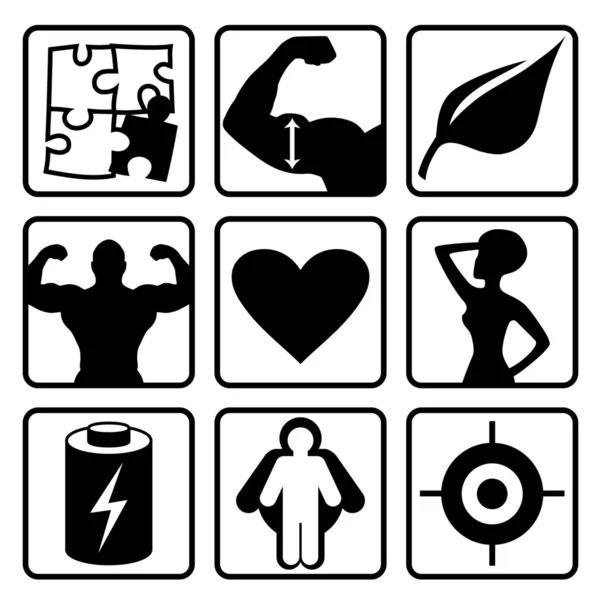 Juego de iconos de nutrición deportiva — Vector de stock