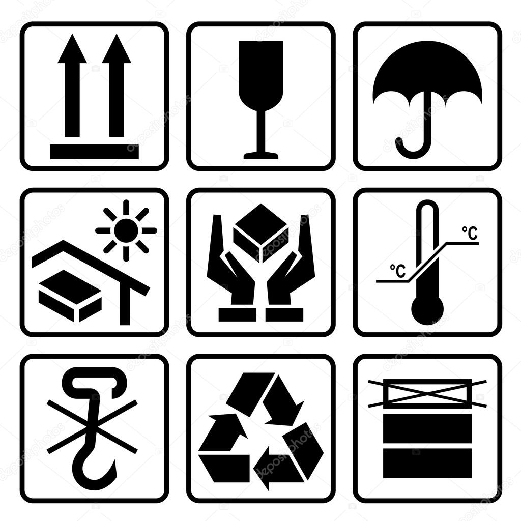 Cardboard packaging icon set