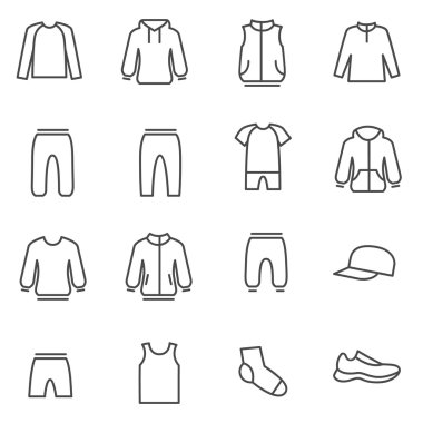 Different types of woman sport clothes clipart