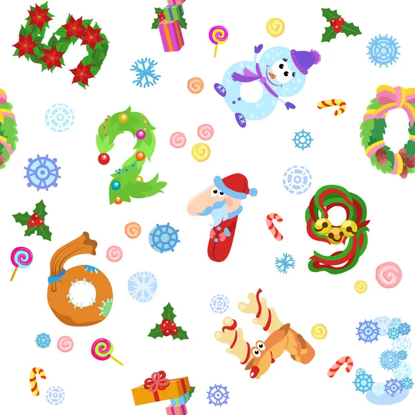 Numbers like symbols of the Christmas pattern — Stock Vector