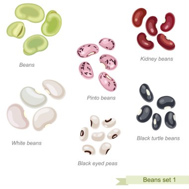 Beans and peas first icon set clipart
