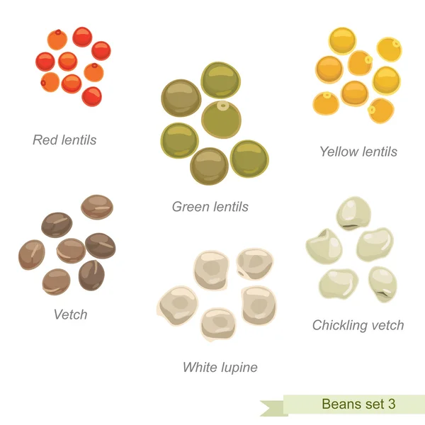 Beans and peas third icon set — Stock Vector