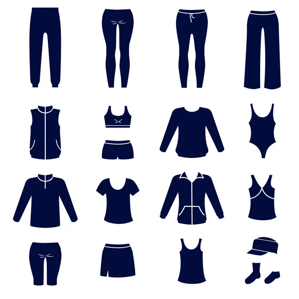 Diversi tipi di abbigliamento sportivo femminile Vettoriali Stock Royalty Free