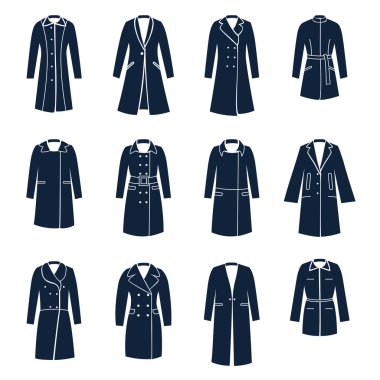 Different types of women coats clipart