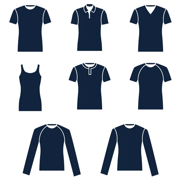 Diferentes tipos de camisetas de hombre — Vector de stock