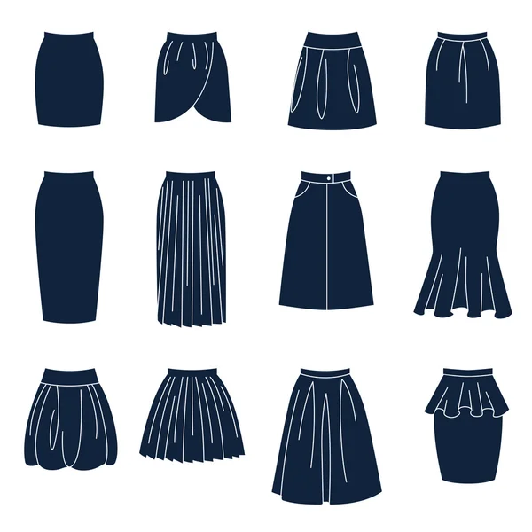 Different types of women skirts — Stock Vector