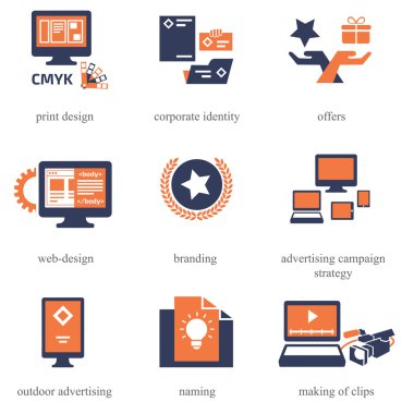 Reklam şirketinde Icons set