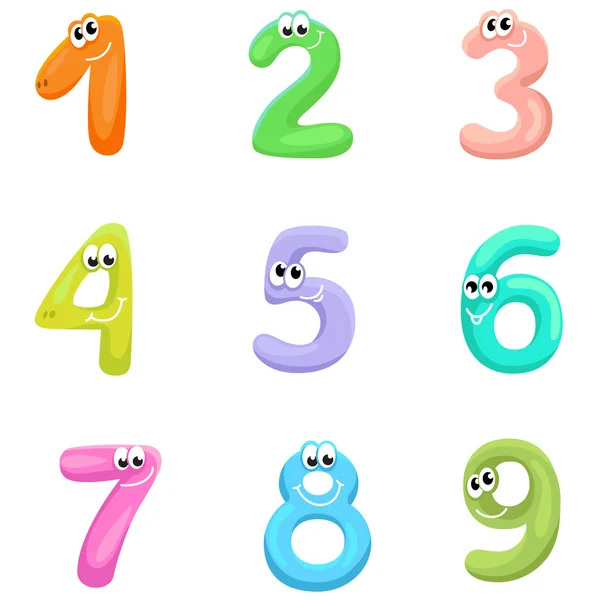 Funny umbers with eyes — Stock Vector