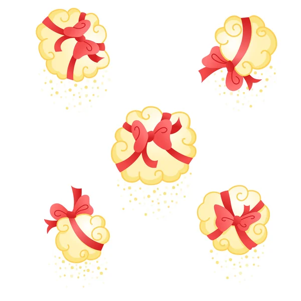 Nubes de hadas como paquetes con cintas — Archivo Imágenes Vectoriales