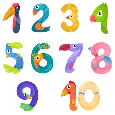 Numbers like birds in fairy style