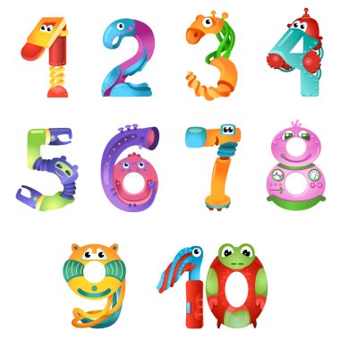 Numbers like robots in fairy style