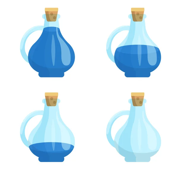 Bouteille en verre avec liquide bleu dedans — Image vectorielle