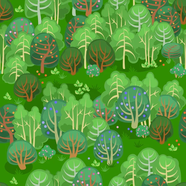 Bosque en verano con bayas — Vector de stock