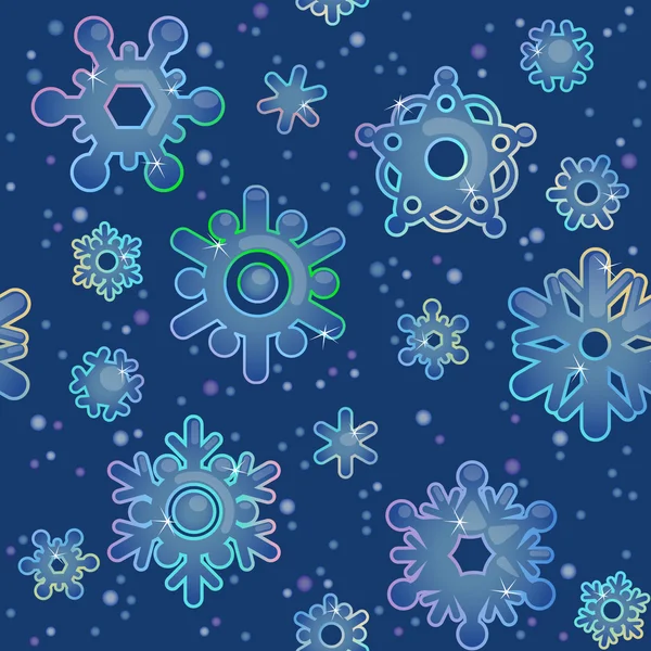 青の背景にクリスマスのためのシームレスなパターン — ストックベクタ