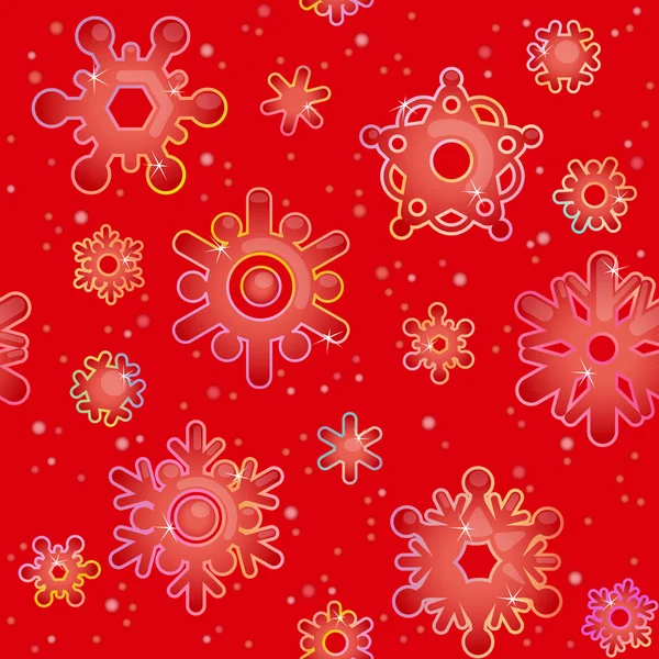 圣诞节在红色背景上的无缝模式 — 图库矢量图片