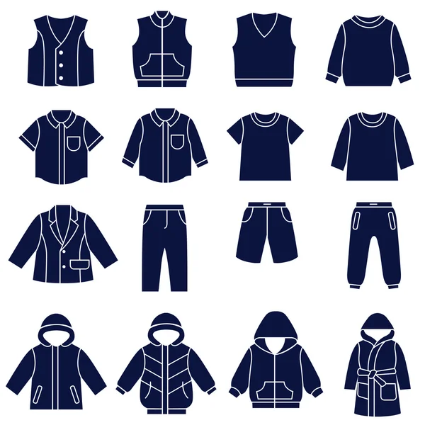 Pictogrammenset soorten kleding voor jongens en tieners — Stockvector