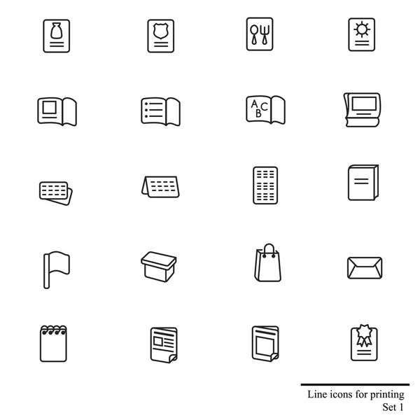 Linea icone impostate per la stampa di roba — Vettoriale Stock