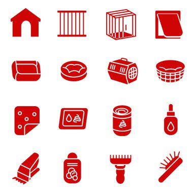 Dog care items as glyph icons, set one clipart