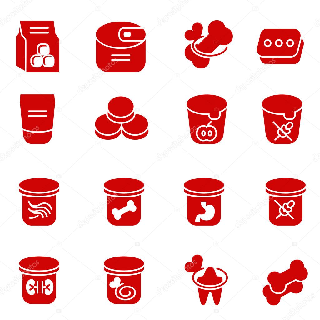Dog and cat feeding as glyph icons, set one