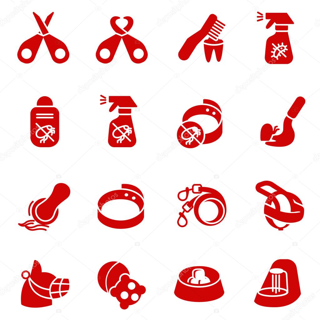 Dog care items as glyph icons, set two