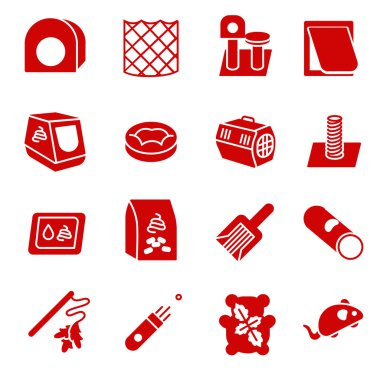 Kedi bakım öğeler glif simgeler