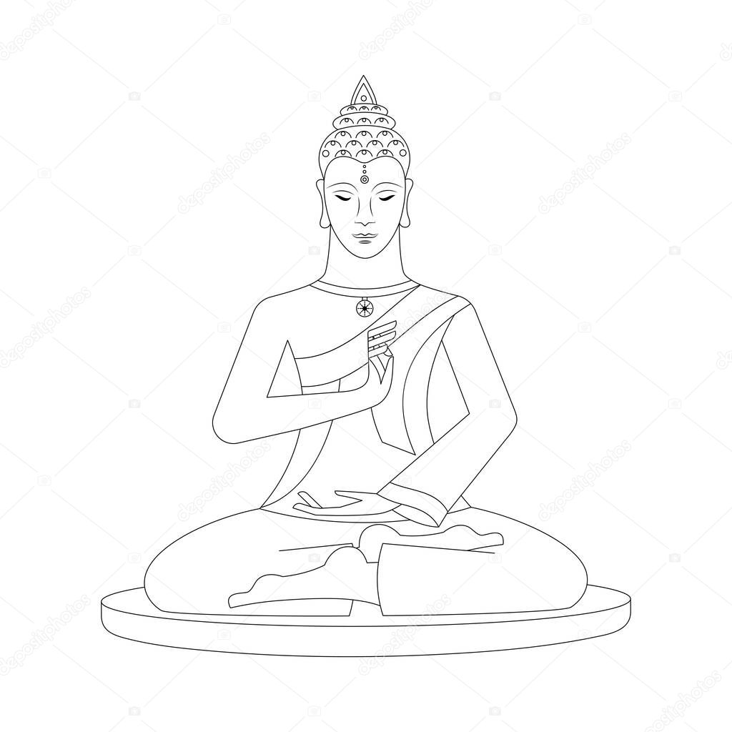 Meditating Buddha. Zen art. Illustration.