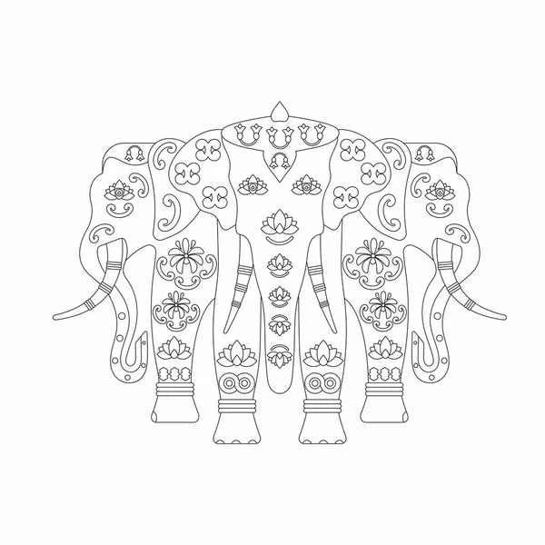 Ελέφαντα Erawan.Airavata. Τέχνη Ζεν. Εικονογράφηση. — Διανυσματικό Αρχείο