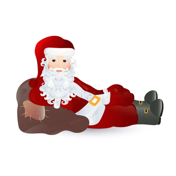 Święty Mikołaj z torbą świąteczną. ilustracja. — Wektor stockowy