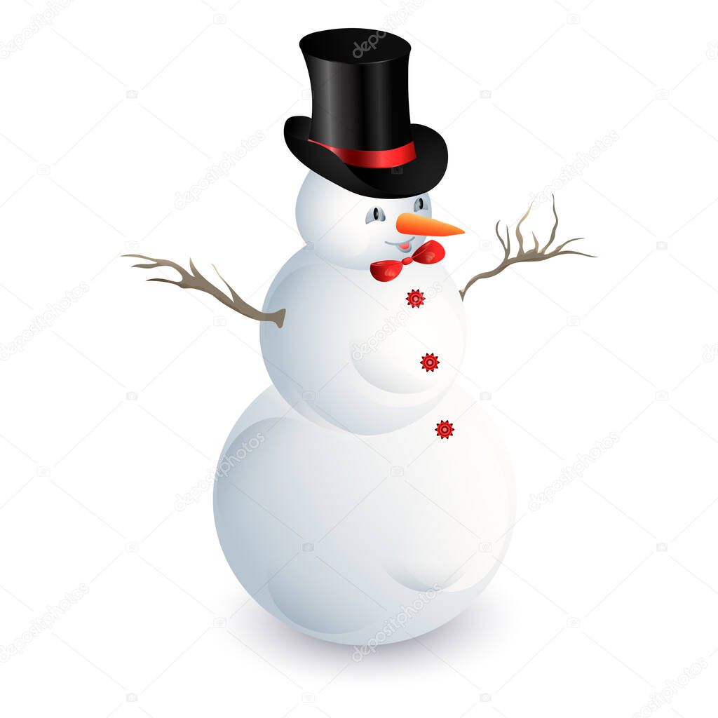 Christmas snowman-2. Illustration.