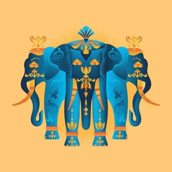 Fil Erawan, İndra 'nın üç başlı fili olan Hindu mitolojisinde bir karakterdir. Vektör illüstrasyonu