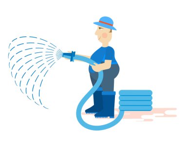 Hortumlu bahçıvan. Görüntü.