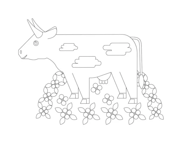 Vache dans la prairie. Zenart. — Image vectorielle