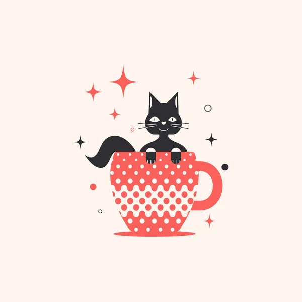 Cat in a coffee cup. Illustration. — Stock Vector